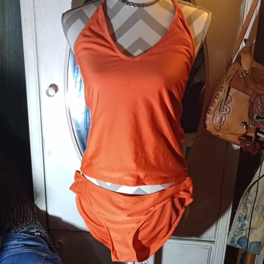 Vibrant Orange Halter Bikini Set